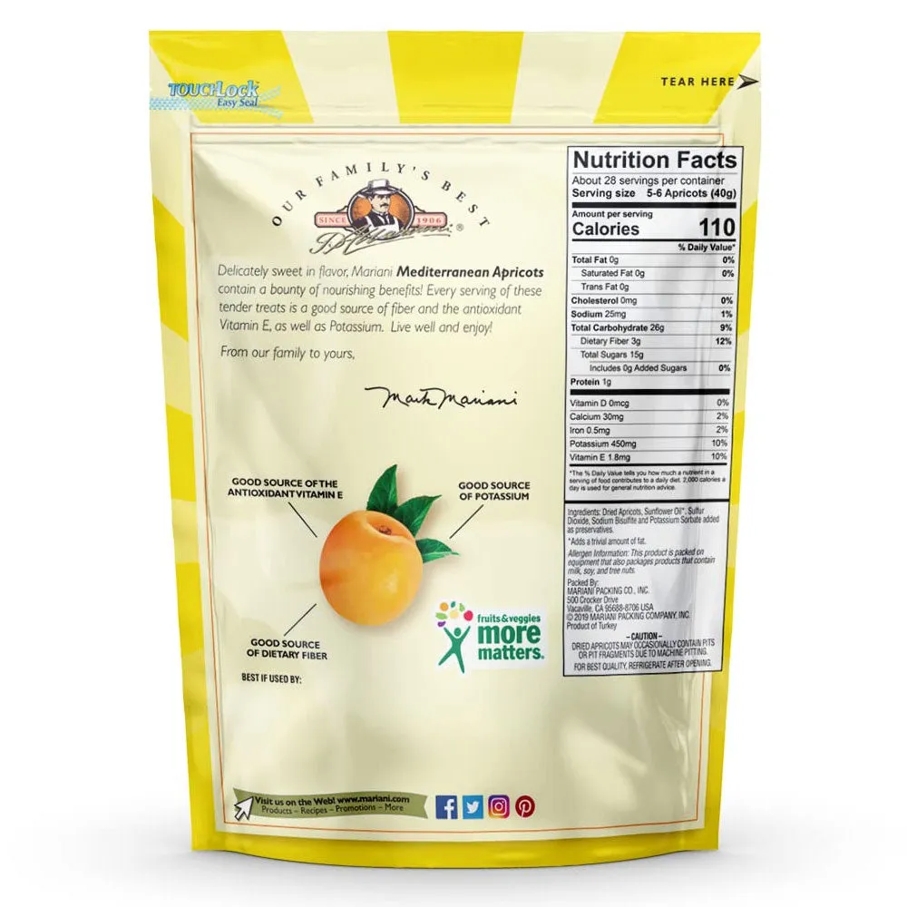 6 Bags Mariani Apricots Dried Fruit Vegan Snack Fat Free Treat Nature Candy 3oz