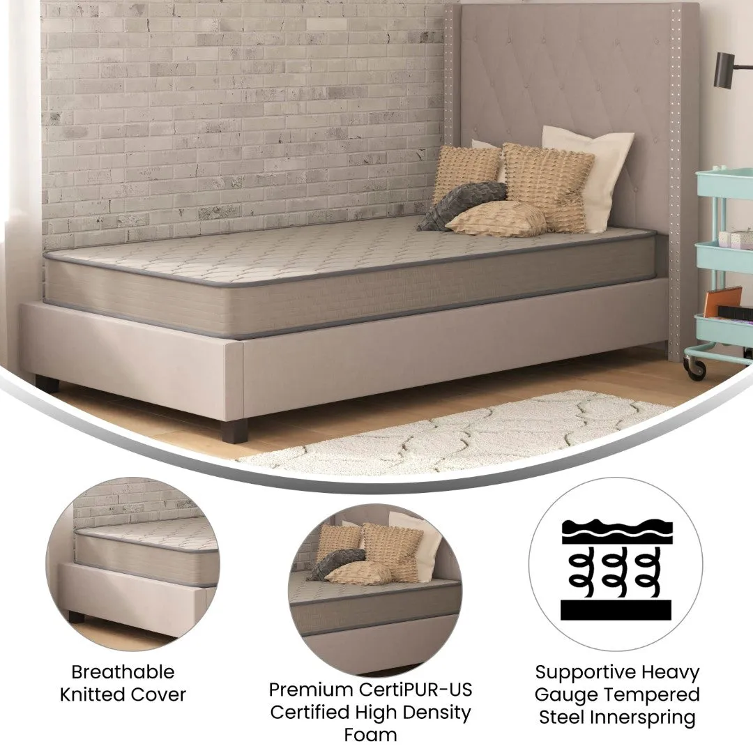 6" Twin Hybrid Spring Mattress in Box, CertiPUR-US Certified, Breathable Cover