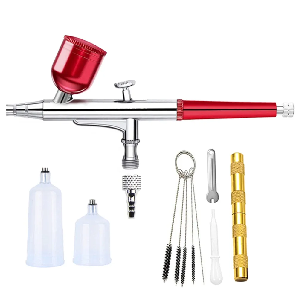 AC 131 Dual Action Red Airbrush Pen Hose Spray Art Painting Tattoo Cake Makeup Beautifu Model Air Brush Cup Gel Blaster Gun Tool