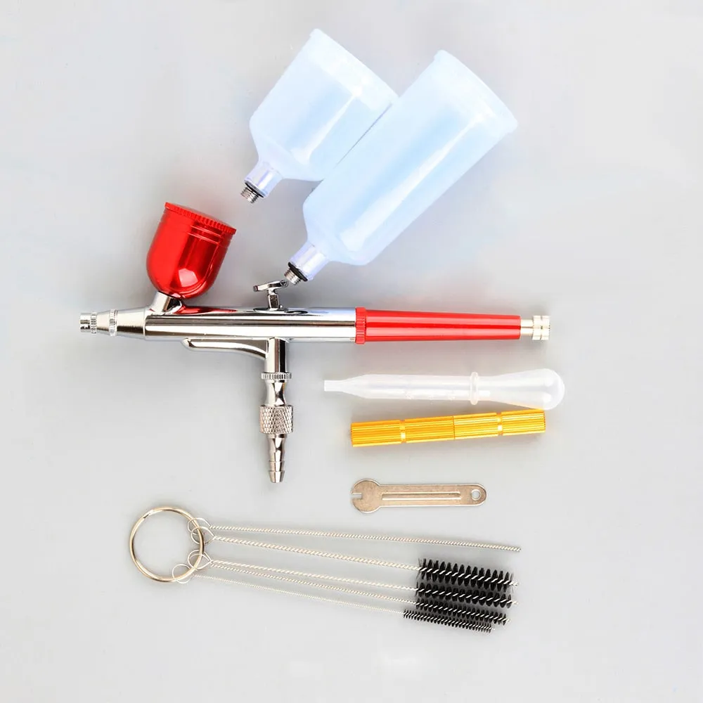 AC 131 Dual Action Red Airbrush Pen Hose Spray Art Painting Tattoo Cake Makeup Beautifu Model Air Brush Cup Gel Blaster Gun Tool