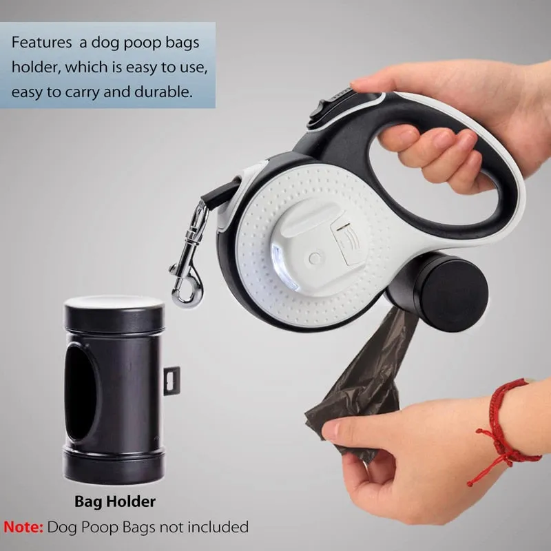 Anti-slip Handle Flashlight no Tangle Poop Bag Dispenser Pet Leash for Small, Medium, and Large Dogs