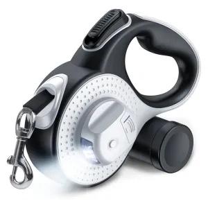 Anti-slip Handle Flashlight no Tangle Poop Bag Dispenser Pet Leash for Small, Medium, and Large Dogs