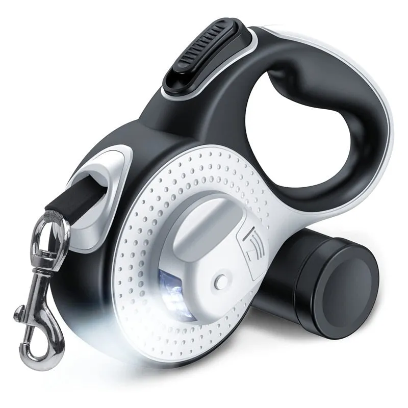 Anti-slip Handle Flashlight no Tangle Poop Bag Dispenser Pet Leash for Small, Medium, and Large Dogs
