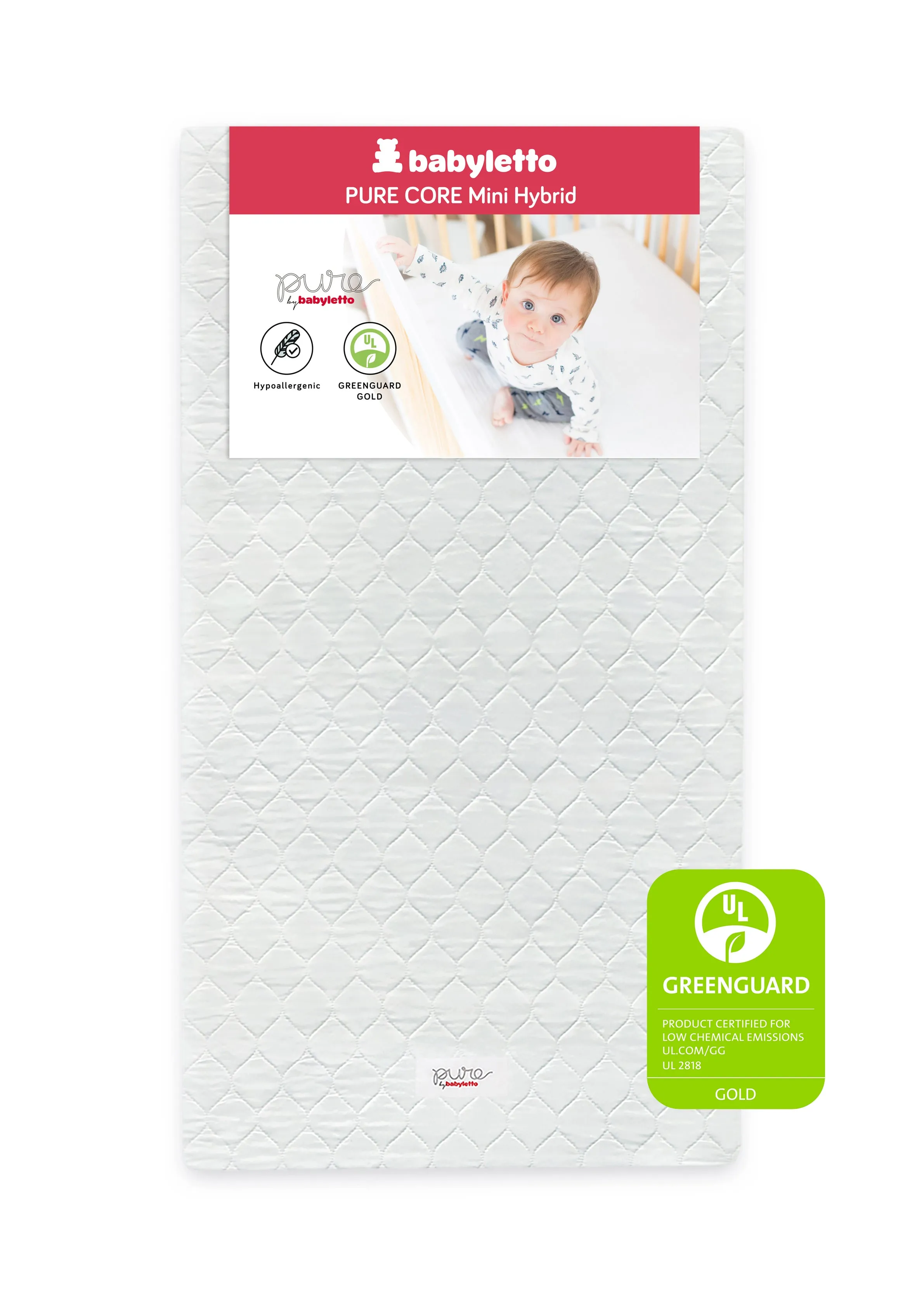 BABYLETTO PURE CORE MINI CRIB MATTRESS WITH HYBRID QUILTED WATERPROOF COVER