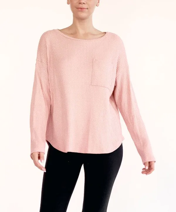 Bamboo Waffle Long Sleeve Oversize Pullover T