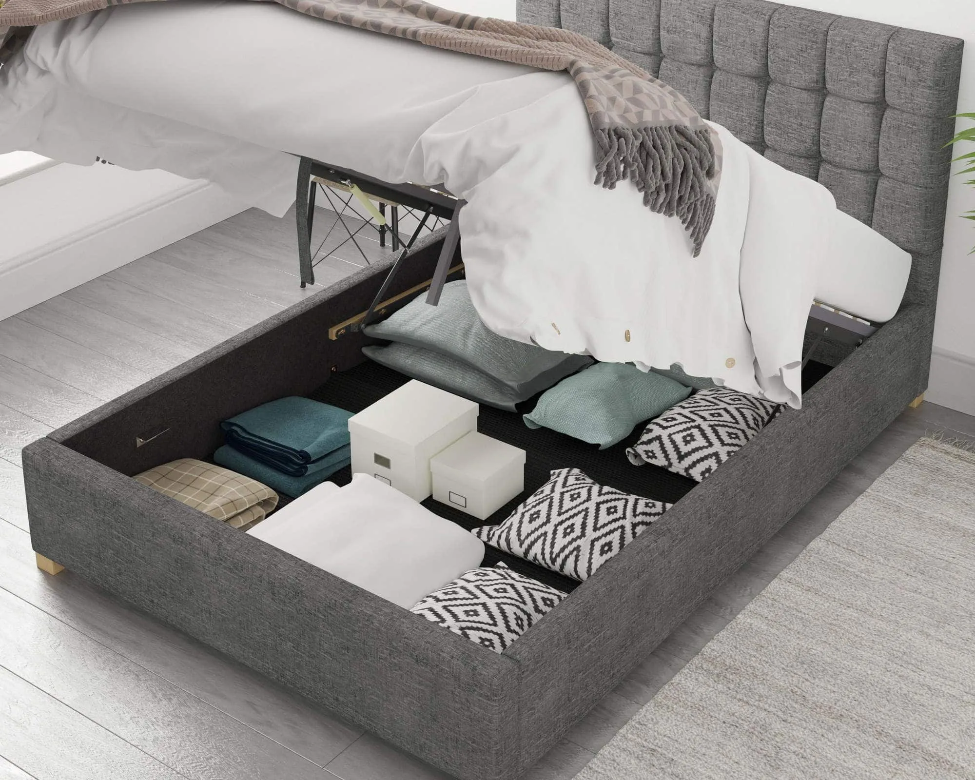 Better Cheshire Velour Grey Ottoman Bed