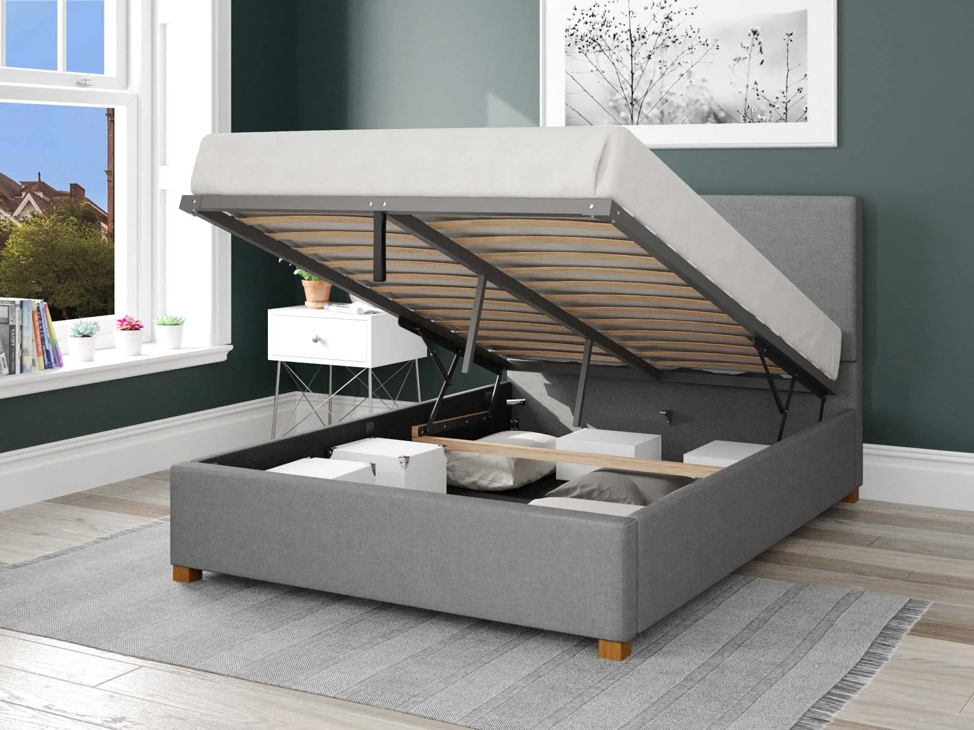 Better Peterborough Fossil Grey Ottoman Bed
