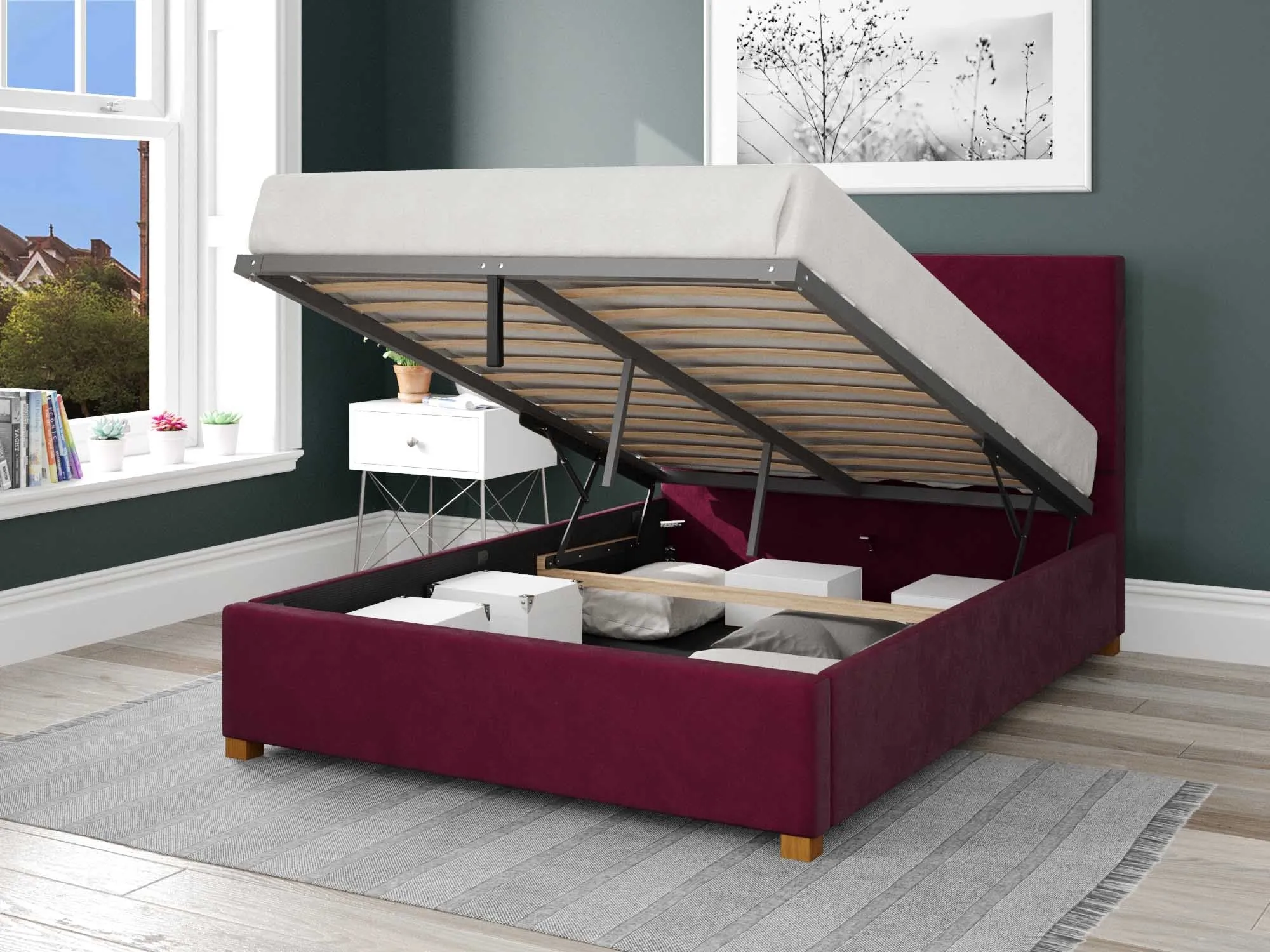 Better Peterborough Red Ottoman Bed
