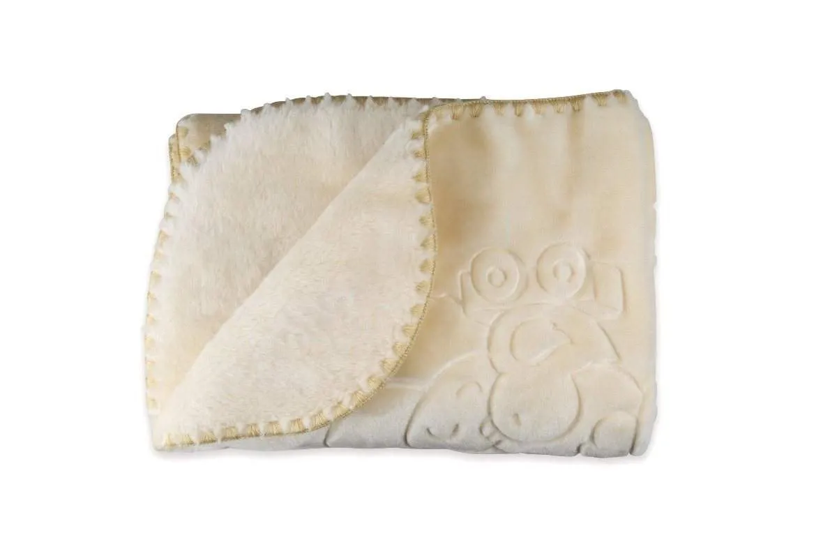 Big Oshi Fuzzy Plush Spanish Blanket Beige 80x110cm
