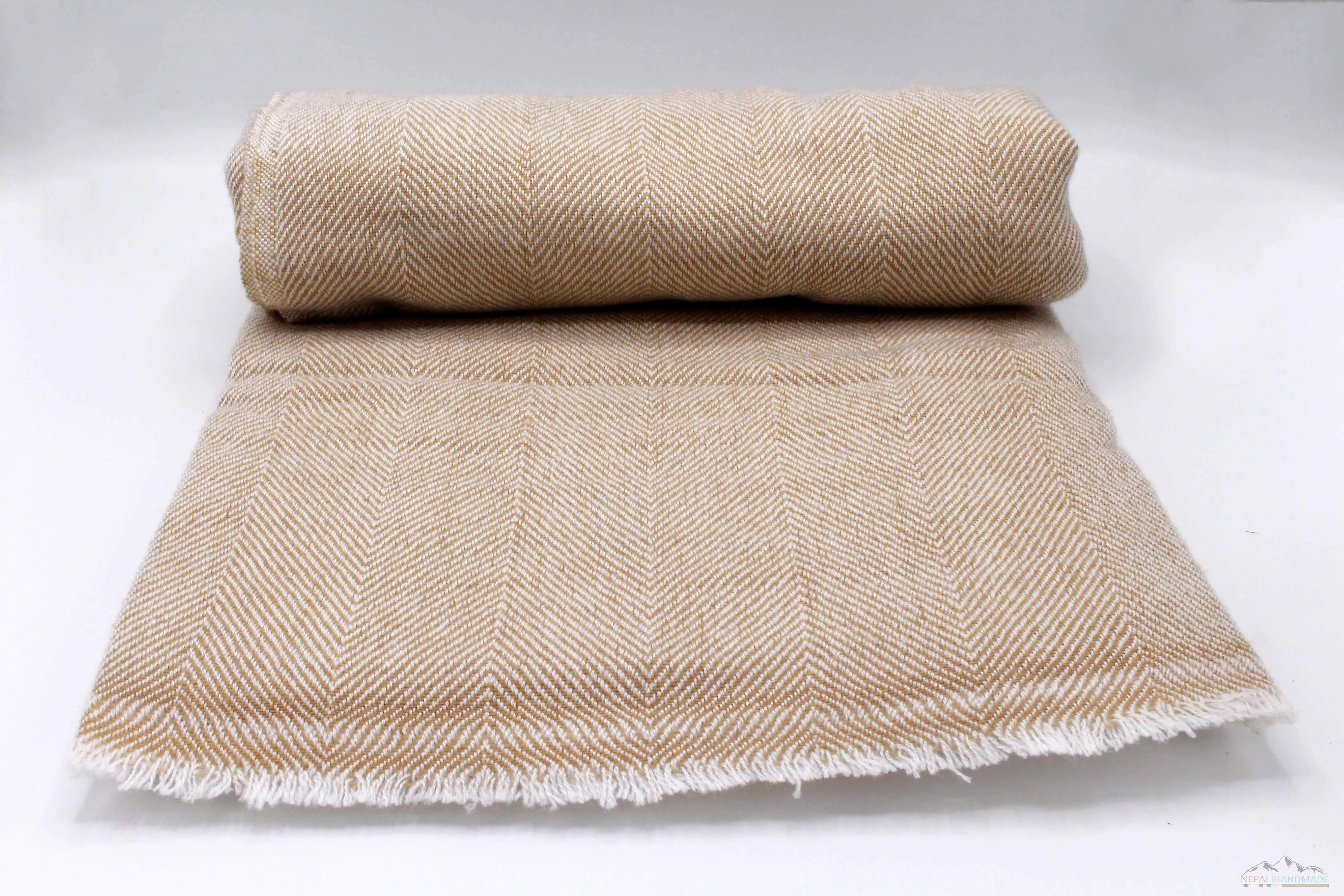 Blurywood Brown Herringbone Cashmere Blanket
