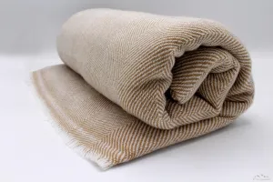 Blurywood Brown Herringbone Cashmere Blanket