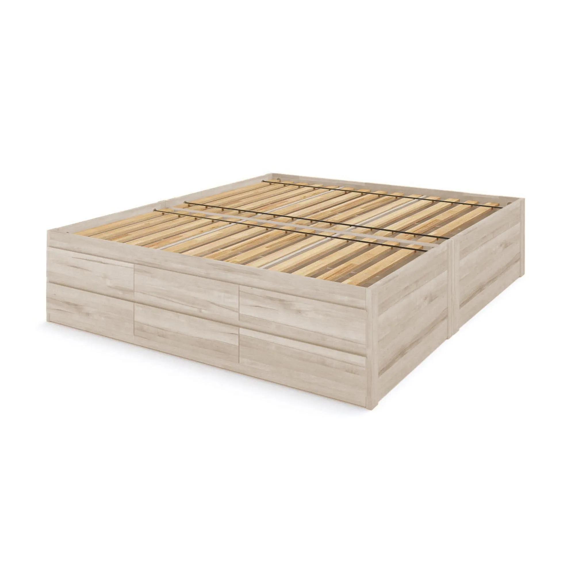 Captains Bed Eco Solid Wood Full Size w/12 Drawers (Double Level)