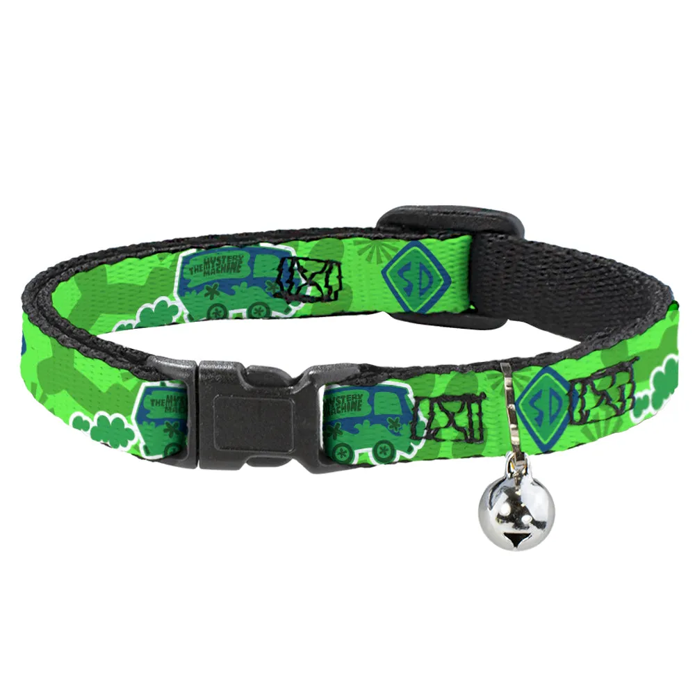 Cat Collar Breakaway - Scooby Doo Mystery Machine Dog Tag Collage Greens Blues by Buckle-Down