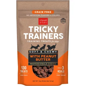 Cloud Star Tricky Trainers Chewy & Grain Free Peanut Butter Dog Treats 5oz