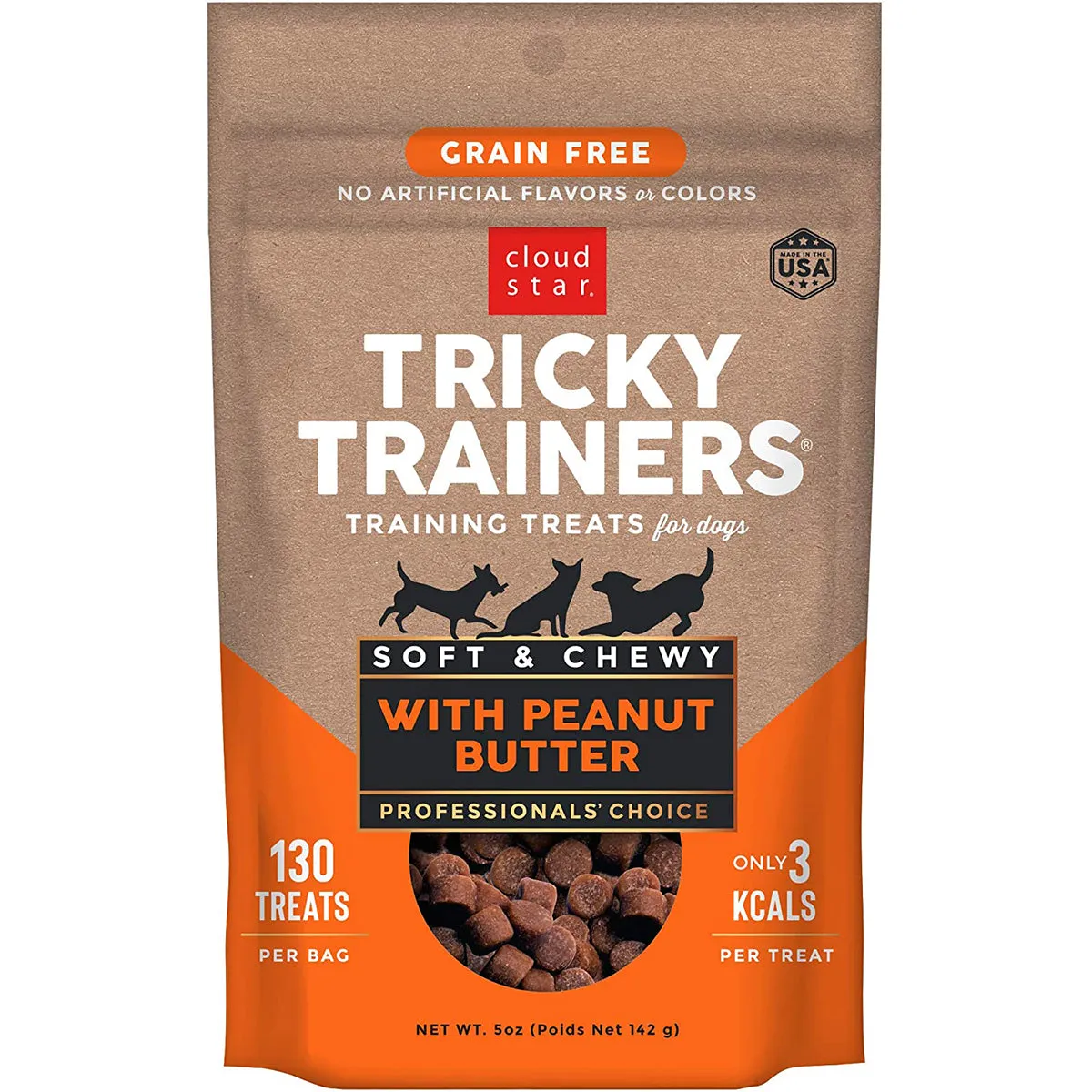 Cloud Star Tricky Trainers Chewy & Grain Free Peanut Butter Dog Treats 5oz