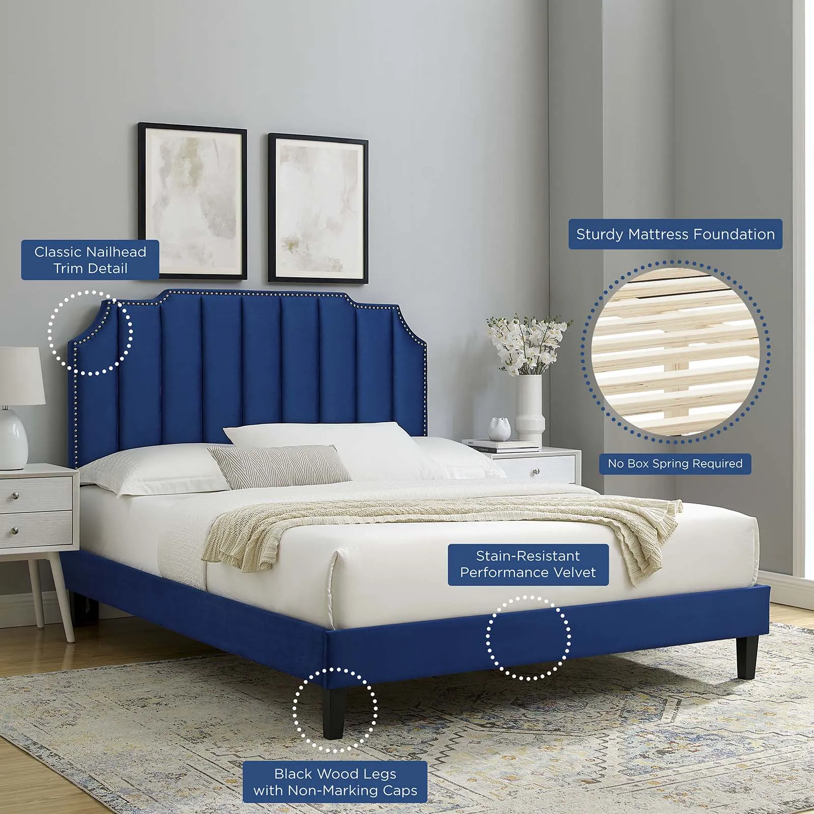 Colette Twin Performance Velvet Platform Bed By Modway - MOD-6884