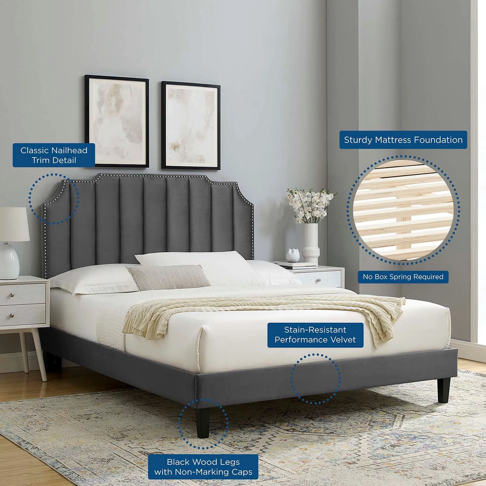 Colette Twin Performance Velvet Platform Bed By Modway - MOD-6884