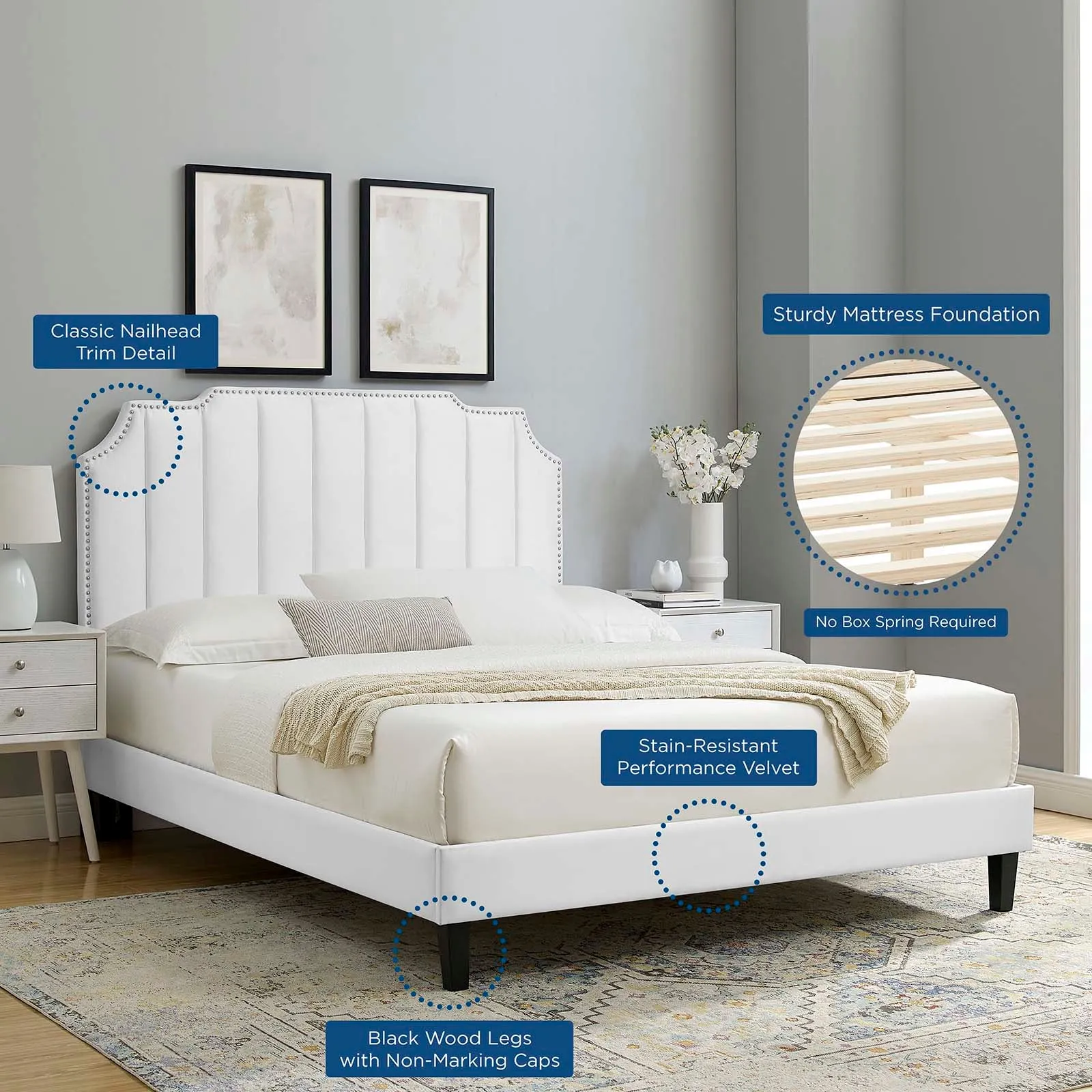 Colette Twin Performance Velvet Platform Bed By Modway - MOD-6884