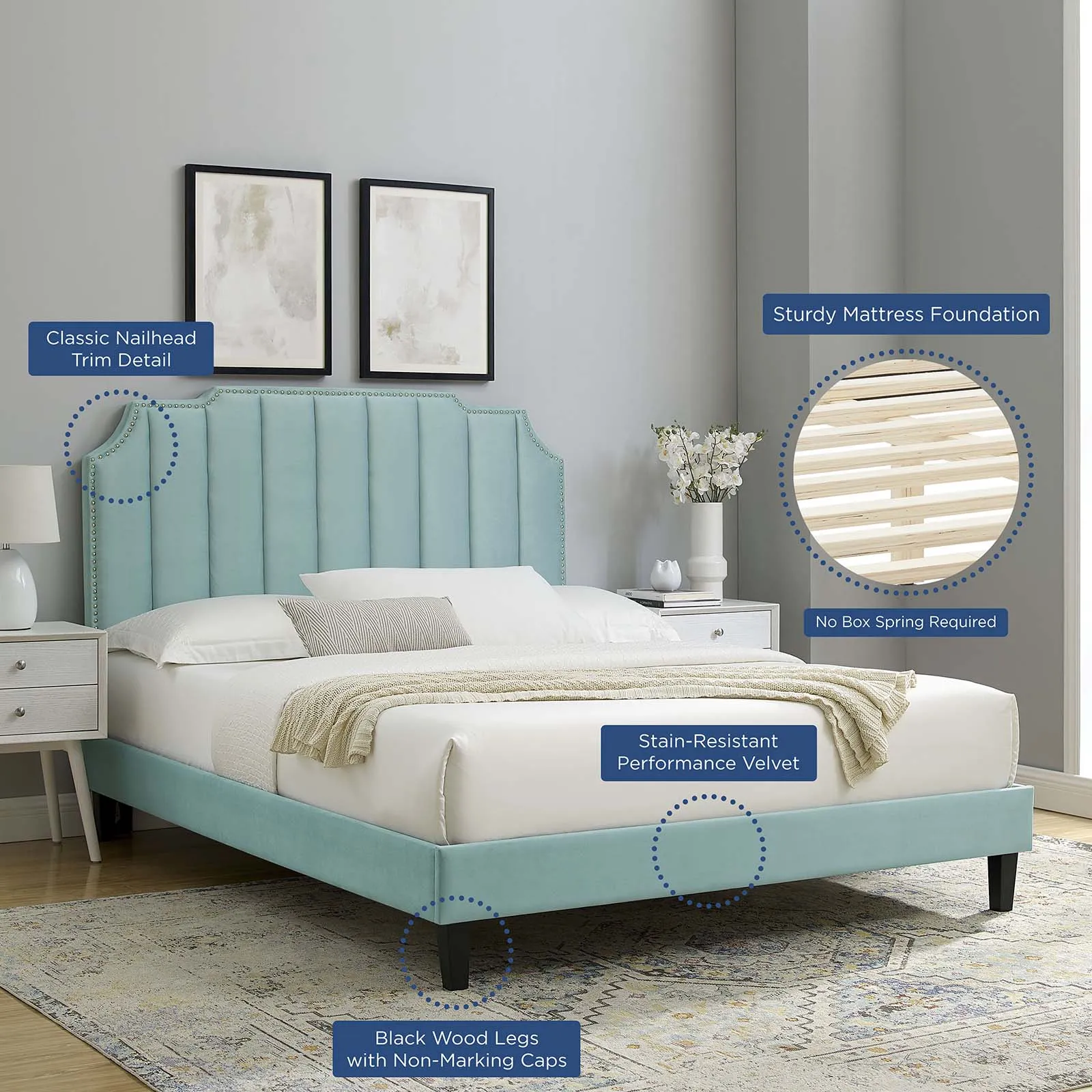 Colette Twin Performance Velvet Platform Bed By Modway - MOD-6884