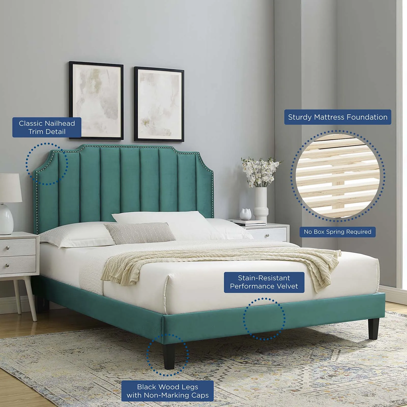 Colette Twin Performance Velvet Platform Bed By Modway - MOD-6884