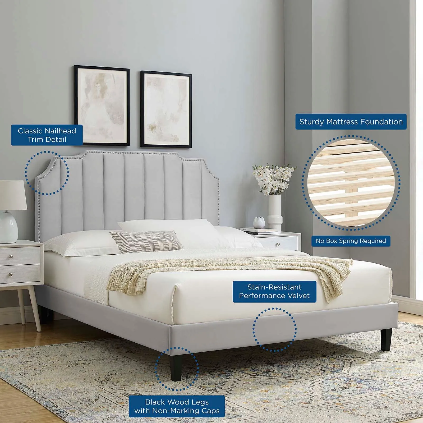 Colette Twin Performance Velvet Platform Bed By Modway - MOD-6884