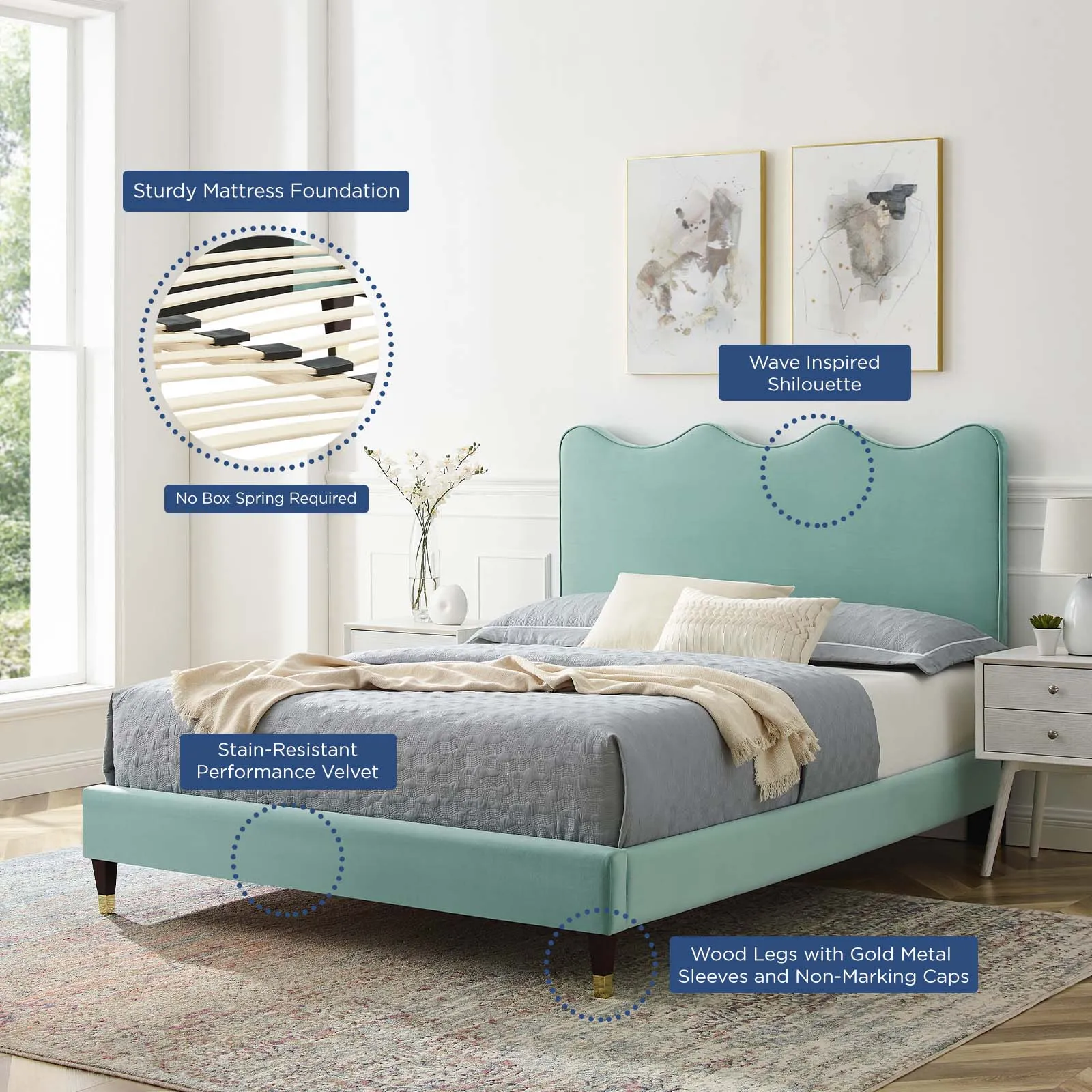 Current Performance Velvet King Platform Bed By Modway - MOD-6737