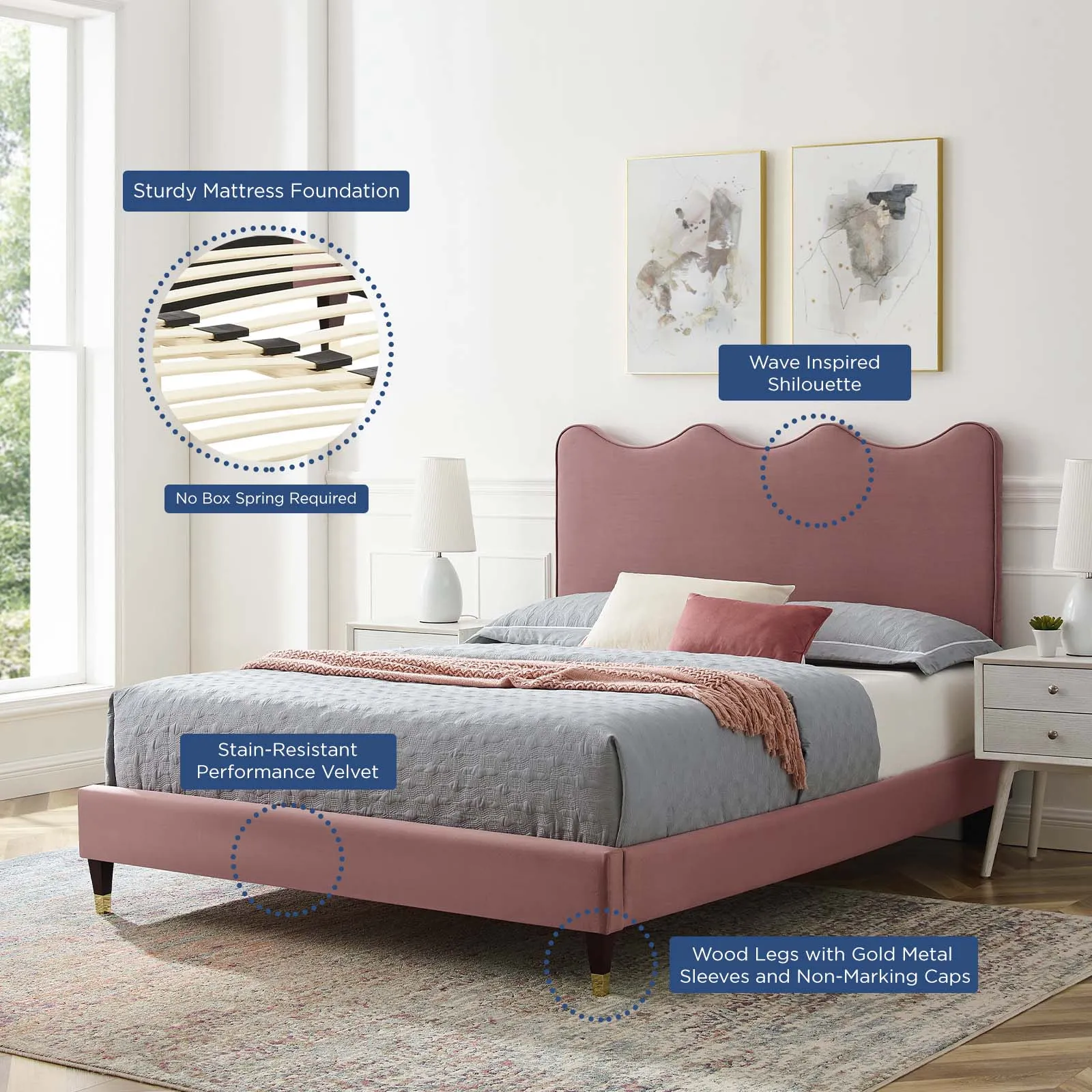 Current Performance Velvet King Platform Bed By Modway - MOD-6737