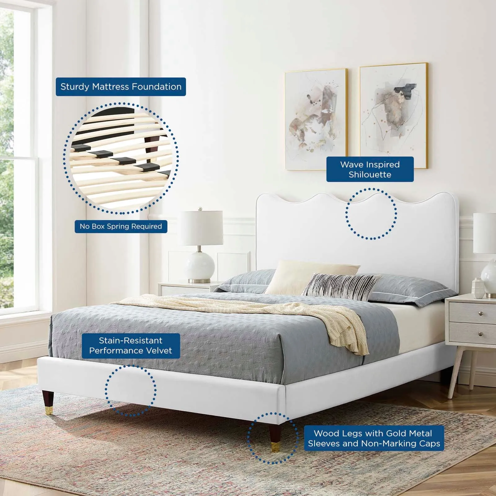 Current Performance Velvet King Platform Bed By Modway - MOD-6737