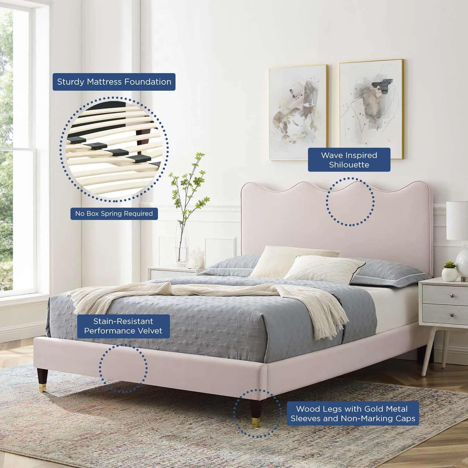 Current Performance Velvet King Platform Bed By Modway - MOD-6737