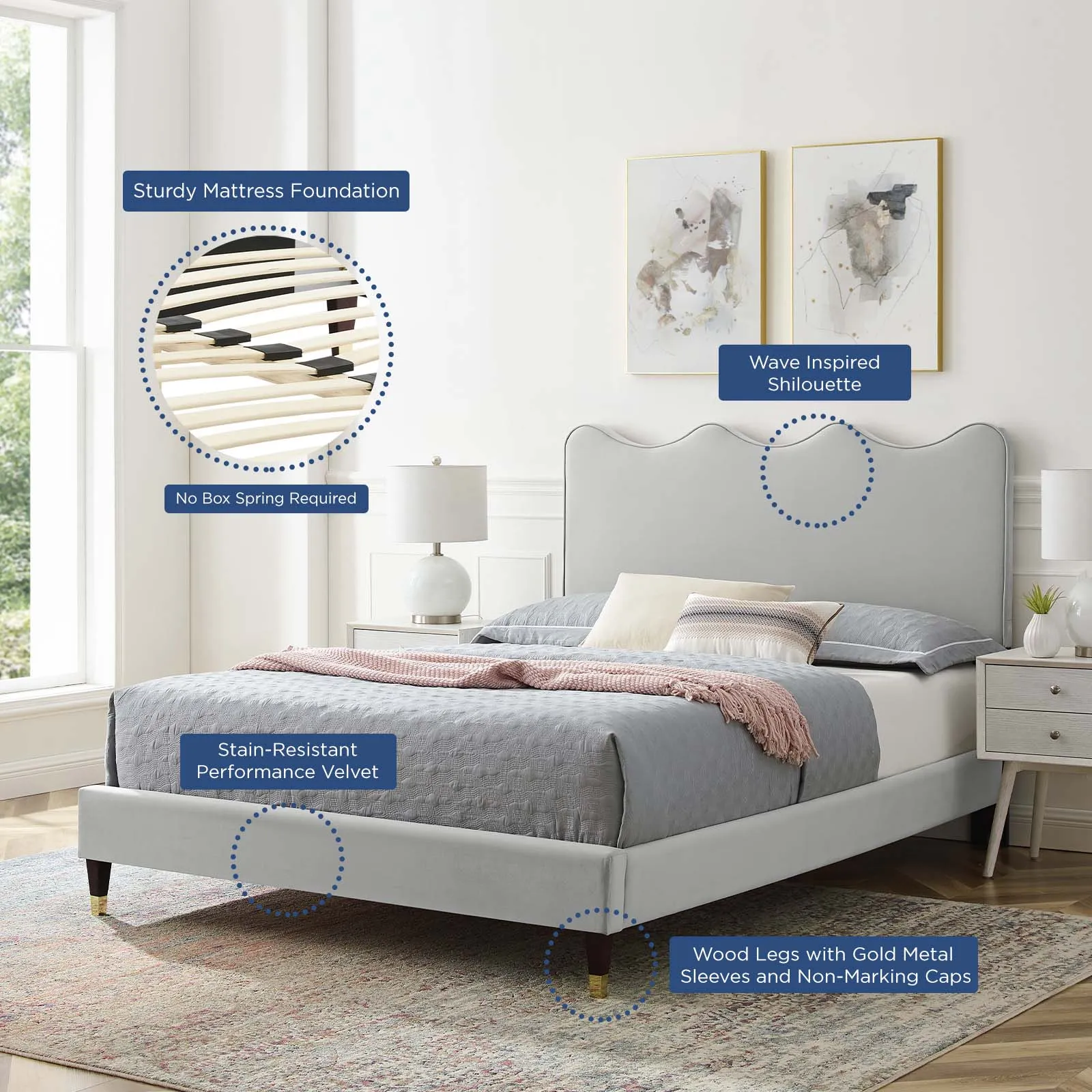 Current Performance Velvet King Platform Bed By Modway - MOD-6737