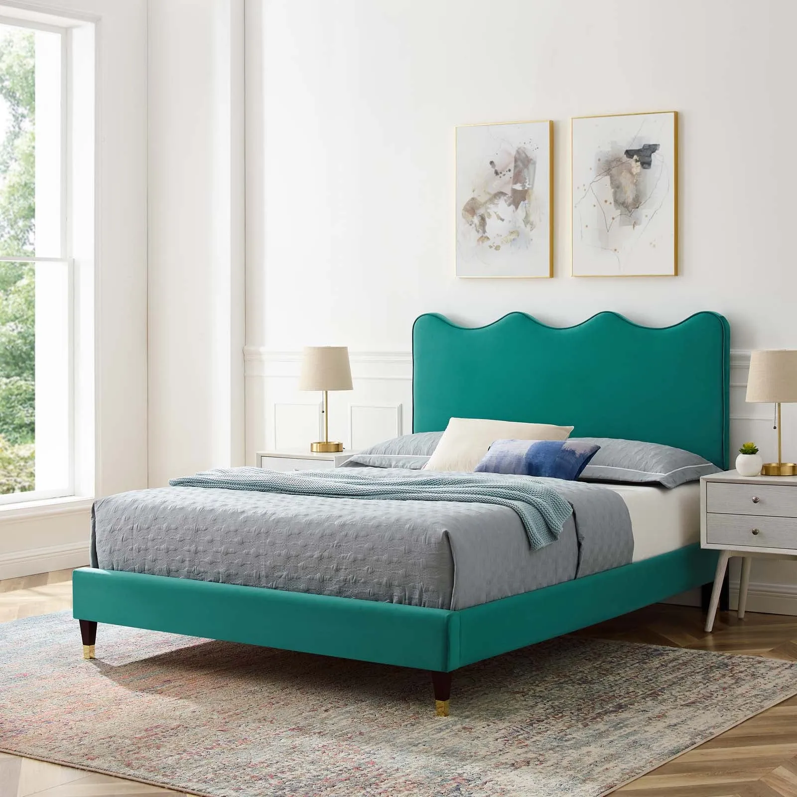 Current Performance Velvet Queen Platform Bed By Modway - MOD-6734