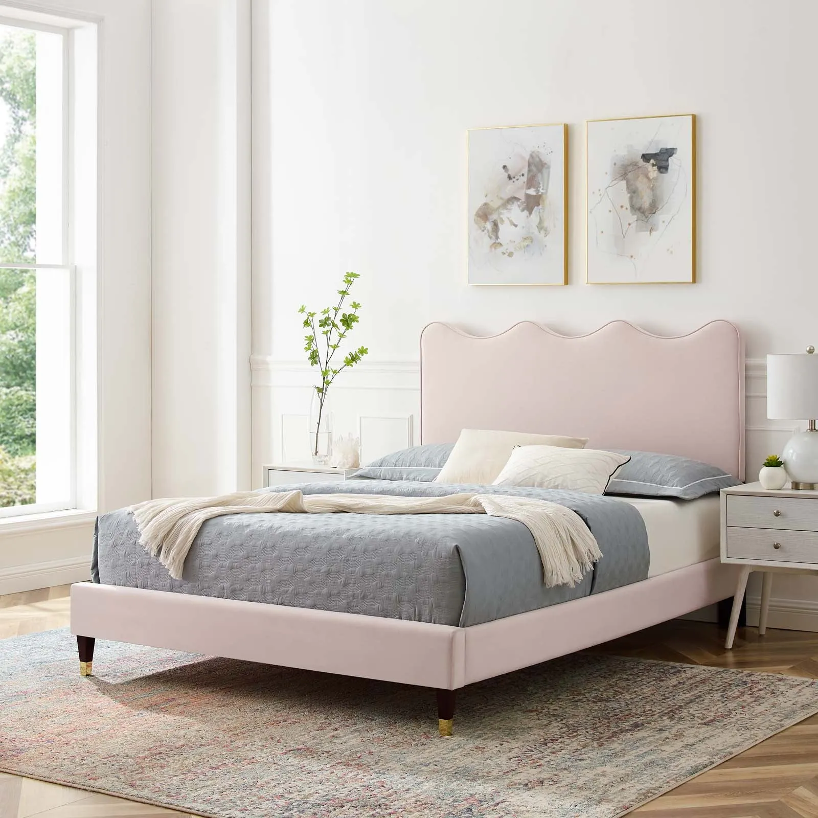Current Performance Velvet Queen Platform Bed By Modway - MOD-6734