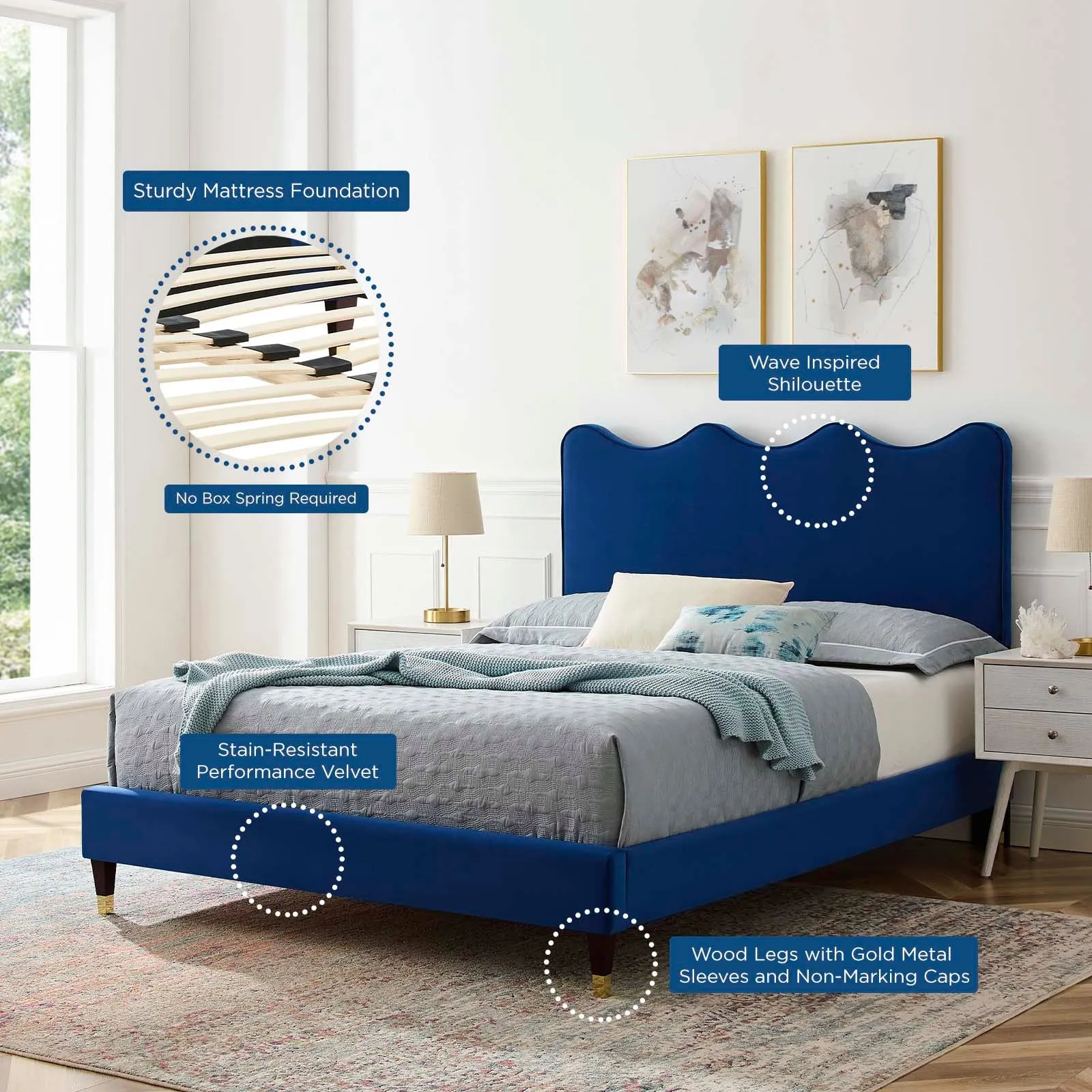 Current Performance Velvet Queen Platform Bed By Modway - MOD-6734