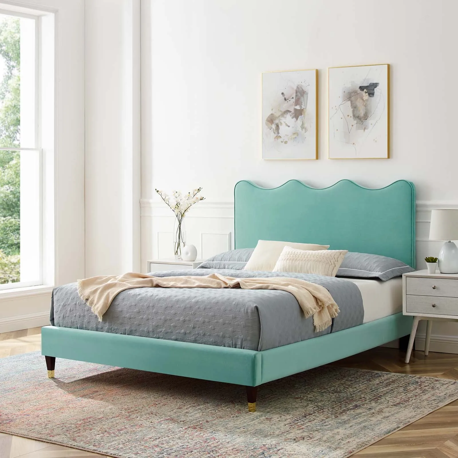 Current Performance Velvet Queen Platform Bed By Modway - MOD-6734