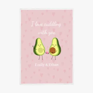 Custom Names Cuddling Avocados Blanket