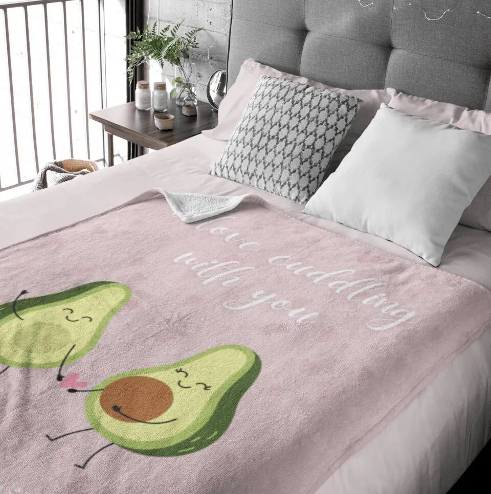 Custom Names Cuddling Avocados Blanket
