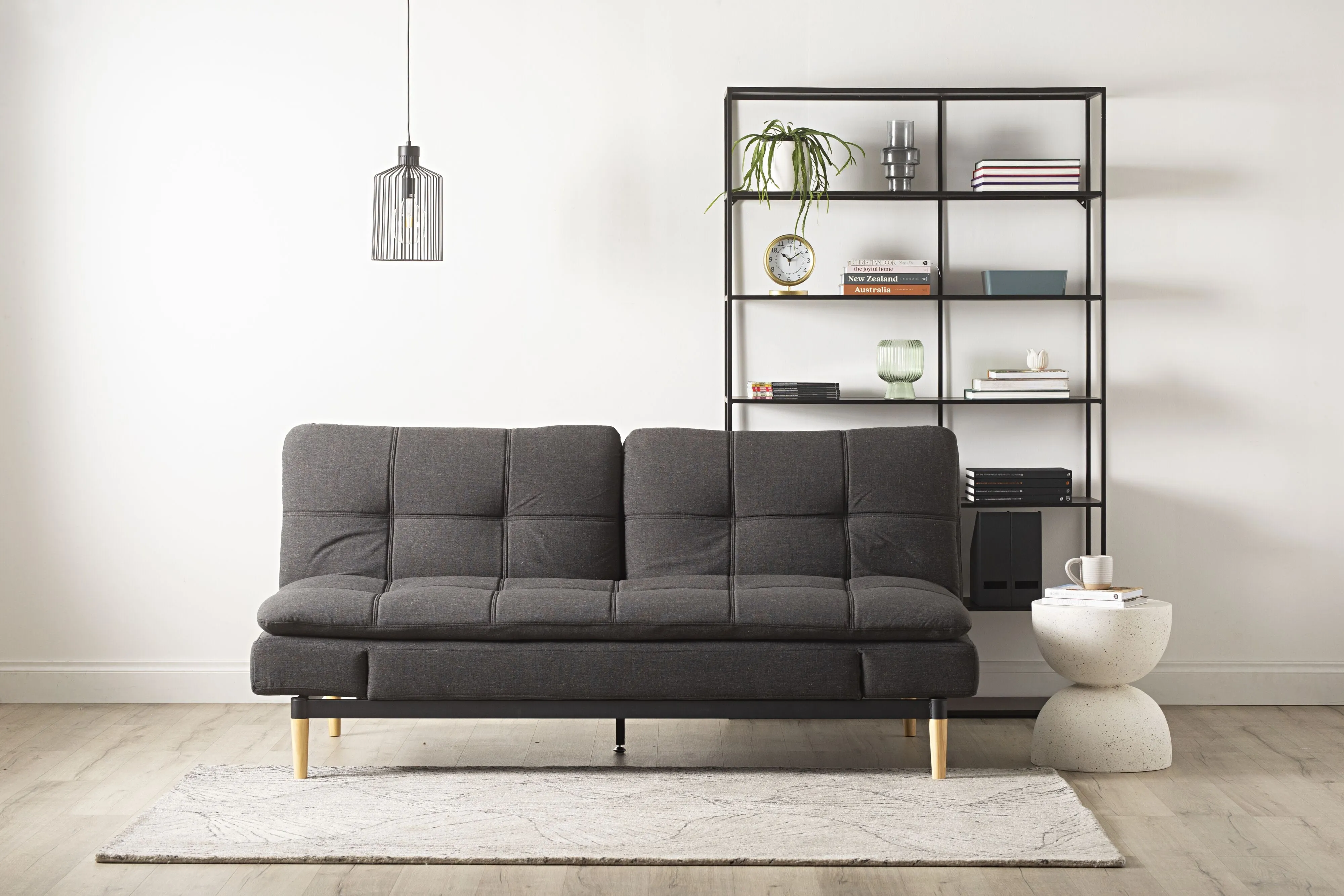 Da Vinci 2 Seater Fabric Sofa Bed Charcoal Grey