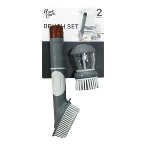 Dish Brush Set 2pc Wooden Handle 10125