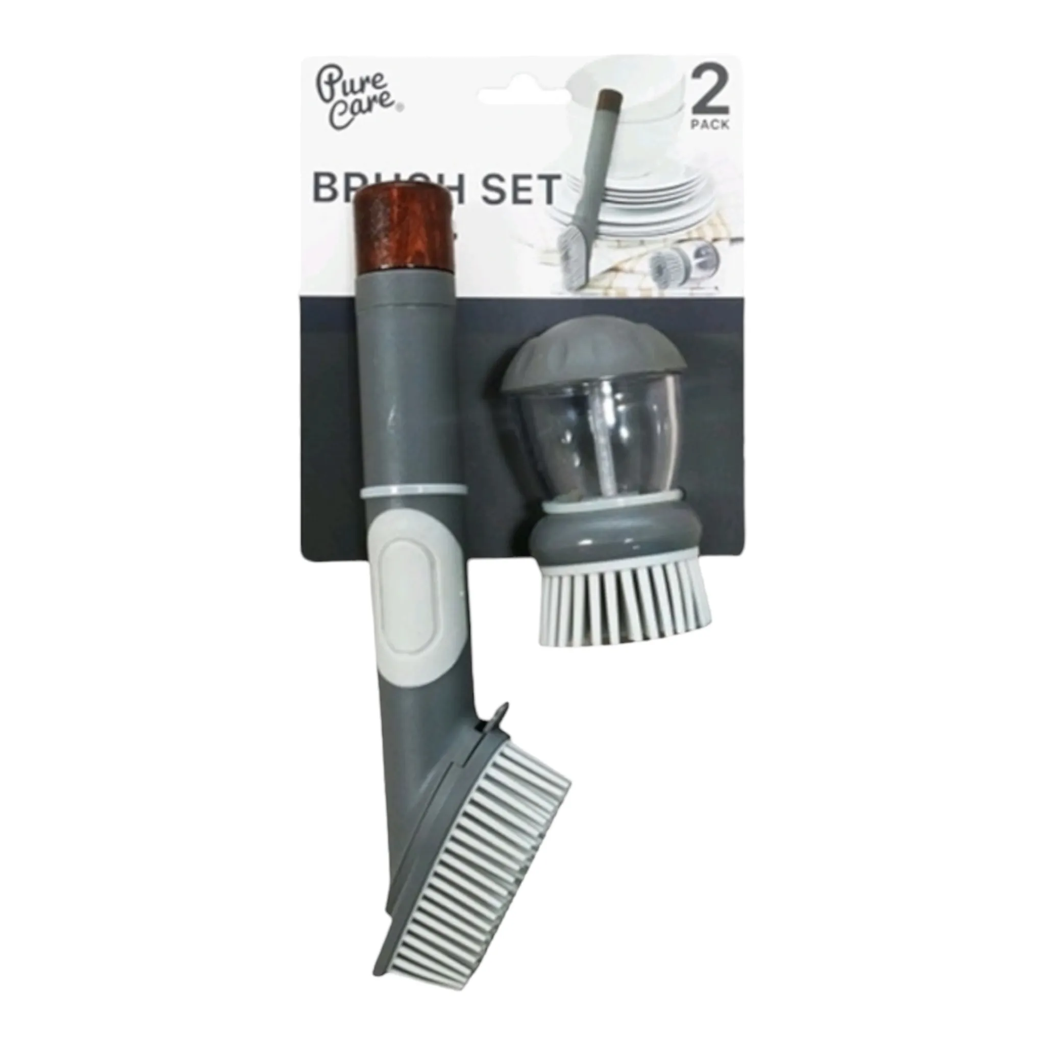Dish Brush Set 2pc Wooden Handle 10125