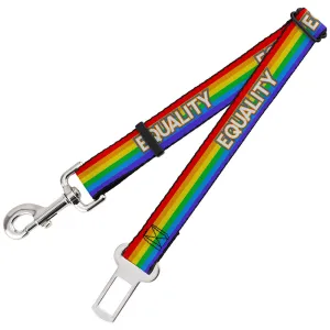 Dog Safety Seatbelt for Cars - EQUALITY/Stripe Rainbow/White