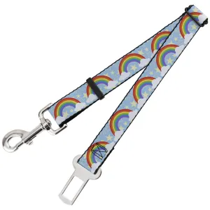 Dog Safety Seatbelt for Cars - Rainbows & Stars Light Blue/Yellow/Rainbow