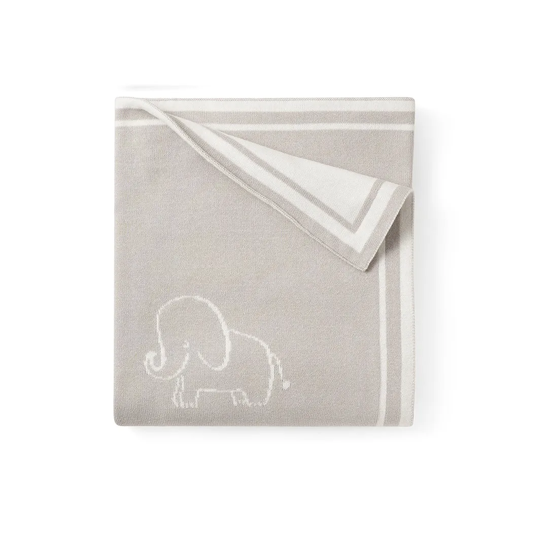 Elephant Jacquard Print Cotton Blanket