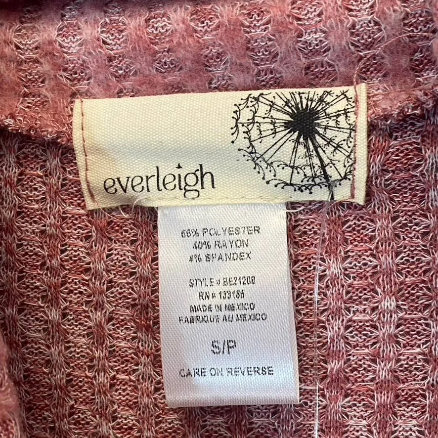 EVELEIGH Women's Mauve Chambray Cowl Neck Rib Knit Ultra Cozy Sweater SZ S