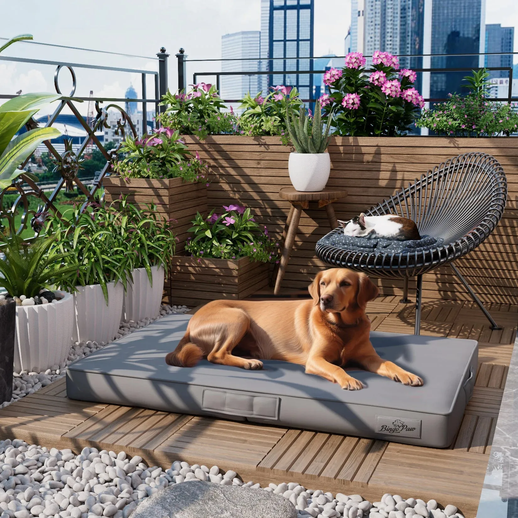 Foldable Pet Bed Microfiber Leather Cover Bite Proof Mat 3D Tech L / Xxl