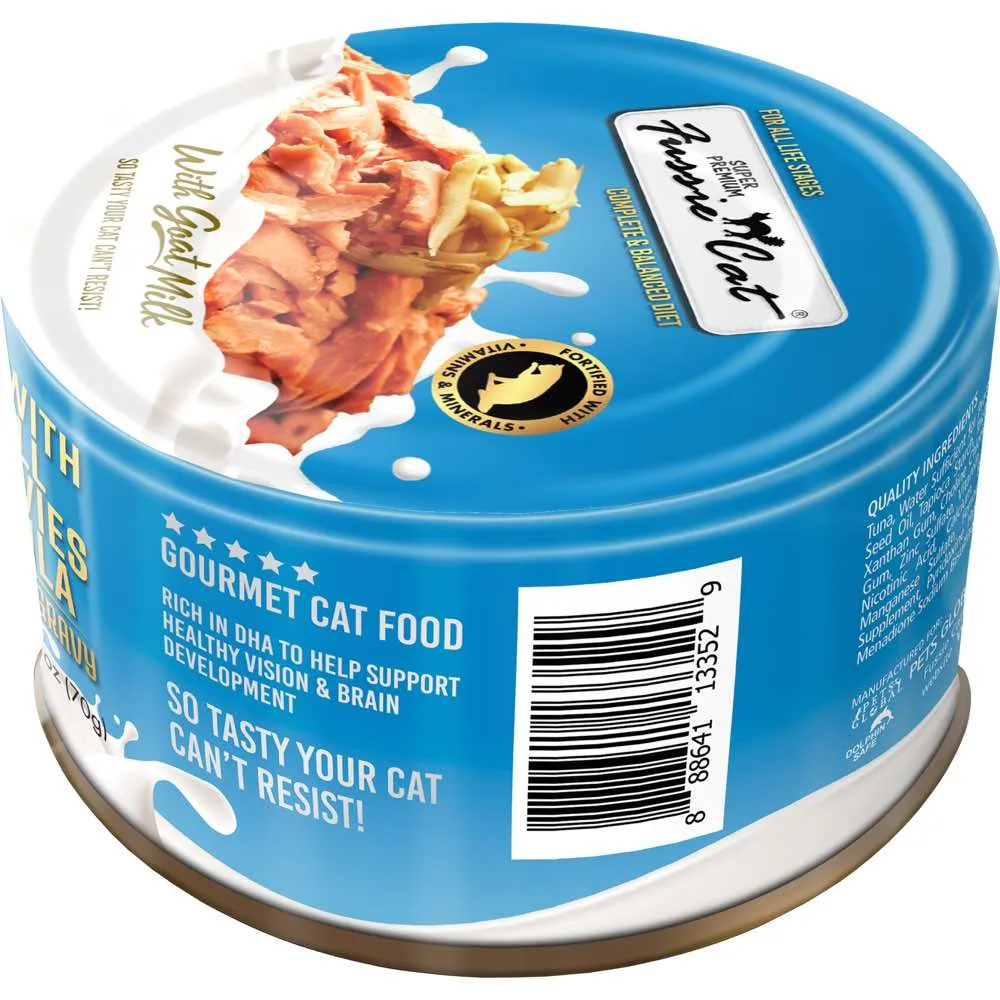 Fussie Cat Tuna with Small Anchovies Formula in Goat Milk Gravy Canned Cat Food 2.47oz