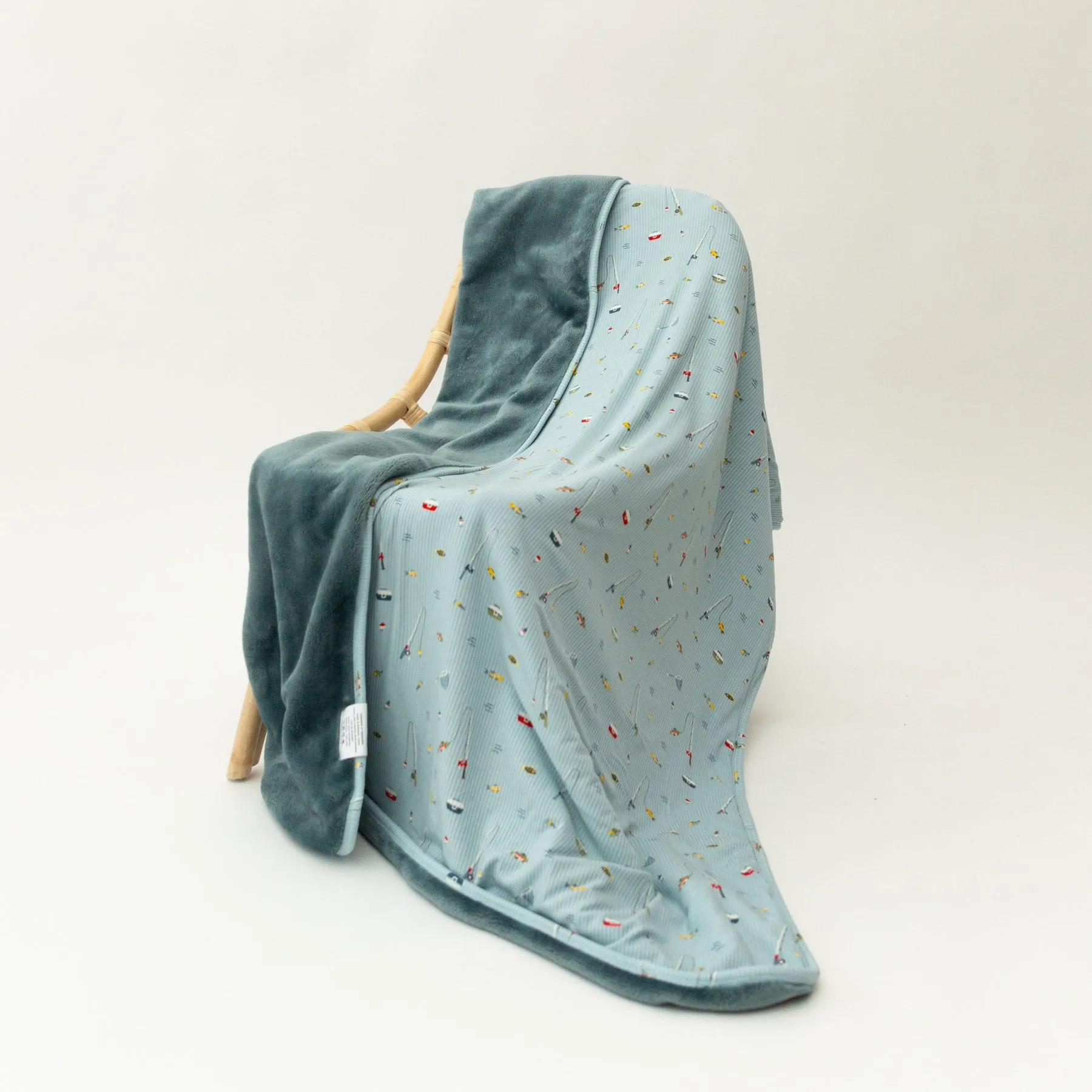 Gone Fishing Small Ribbed Toddler Blanket