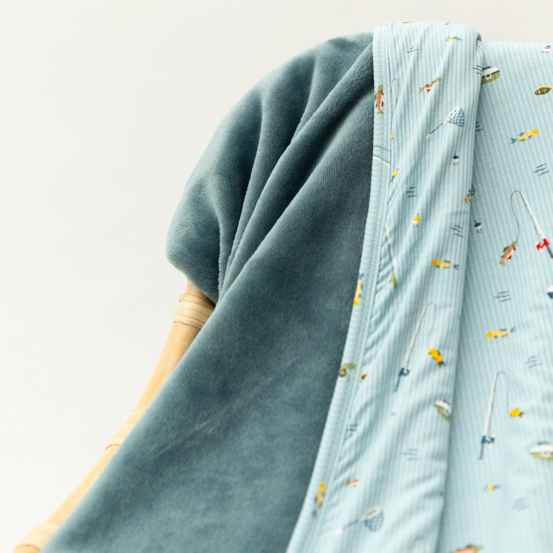 Gone Fishing Small Ribbed Toddler Blanket