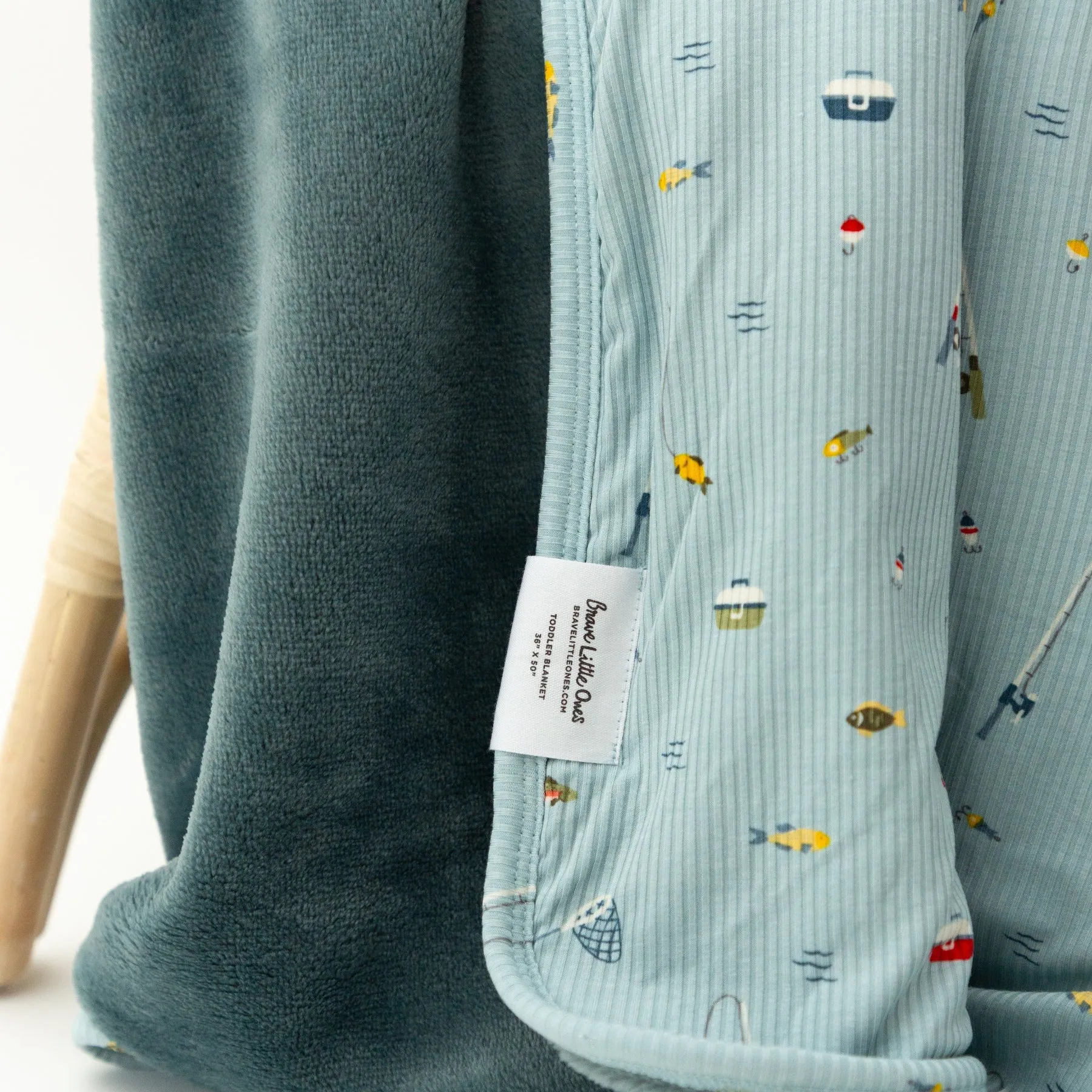 Gone Fishing Small Ribbed Toddler Blanket
