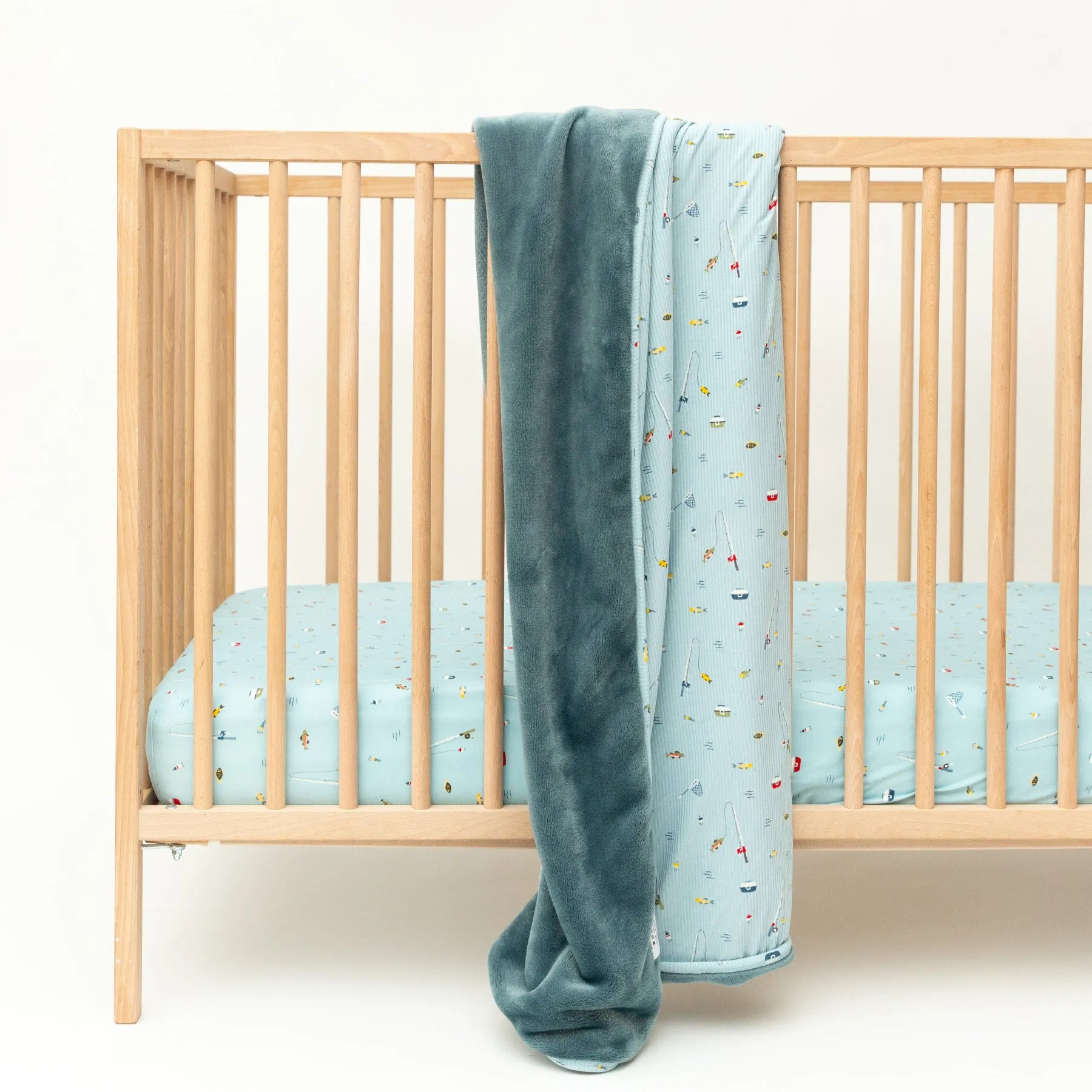 Gone Fishing Small Ribbed Toddler Blanket