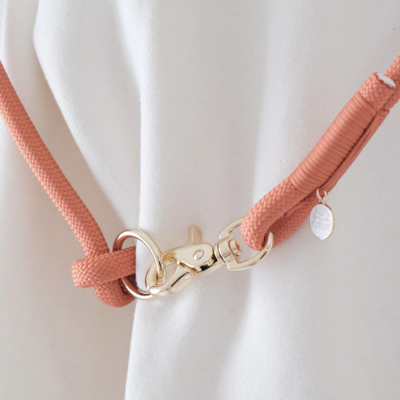hands-free braided rope leash (7 ft) - terracotta
